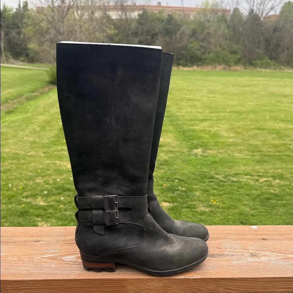 Sorel Lola II Tall Leather Boots Black Size 8.5 - Picture 2 of 12
